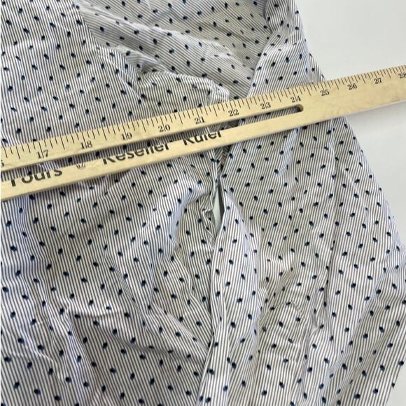 Michael Kors Shirt Men Large Blue Grey Striped Classic Button Up Cotton Career - Picture 7 of 8